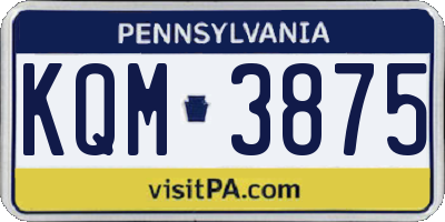 PA license plate KQM3875