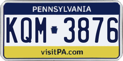 PA license plate KQM3876