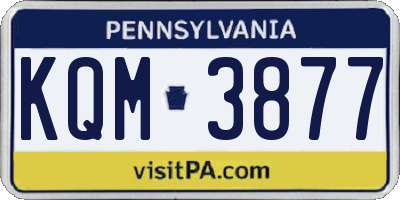 PA license plate KQM3877