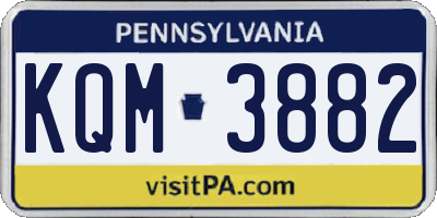 PA license plate KQM3882