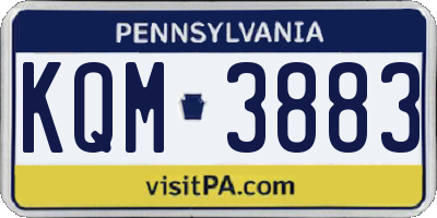 PA license plate KQM3883