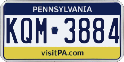 PA license plate KQM3884