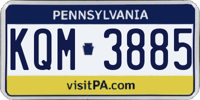 PA license plate KQM3885