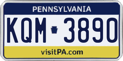 PA license plate KQM3890