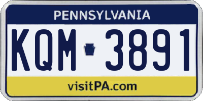 PA license plate KQM3891