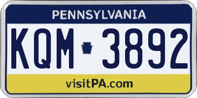 PA license plate KQM3892