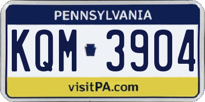 PA license plate KQM3904