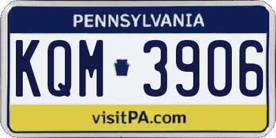 PA license plate KQM3906