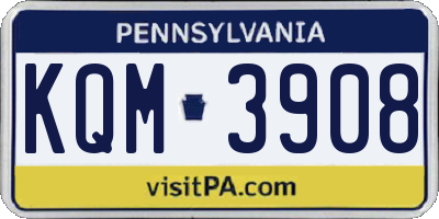 PA license plate KQM3908