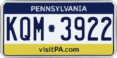 PA license plate KQM3922