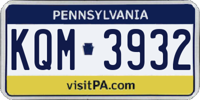 PA license plate KQM3932