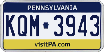PA license plate KQM3943