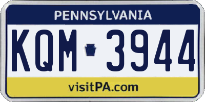 PA license plate KQM3944