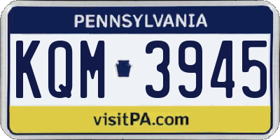 PA license plate KQM3945