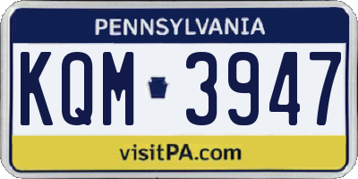 PA license plate KQM3947