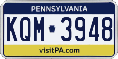PA license plate KQM3948