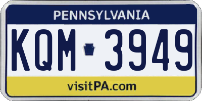 PA license plate KQM3949