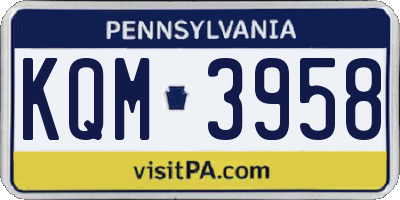 PA license plate KQM3958