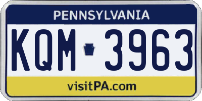 PA license plate KQM3963