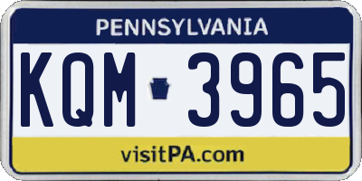PA license plate KQM3965