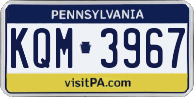 PA license plate KQM3967