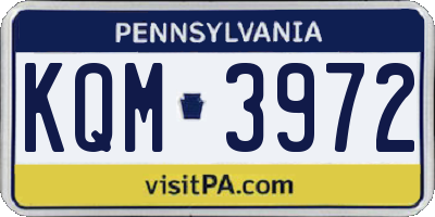 PA license plate KQM3972