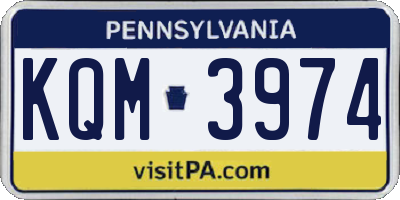 PA license plate KQM3974