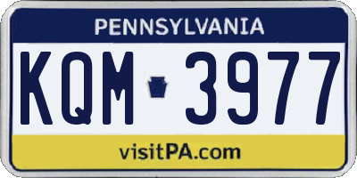 PA license plate KQM3977