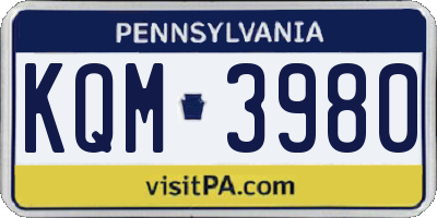 PA license plate KQM3980