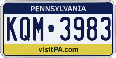 PA license plate KQM3983