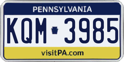 PA license plate KQM3985