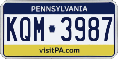 PA license plate KQM3987