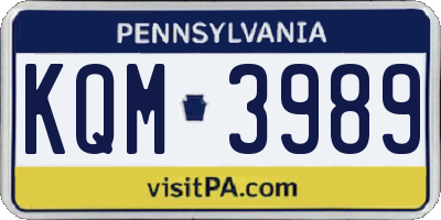 PA license plate KQM3989