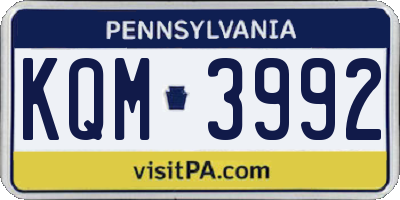 PA license plate KQM3992