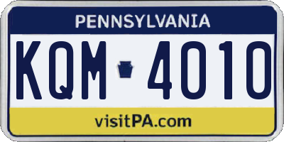 PA license plate KQM4010