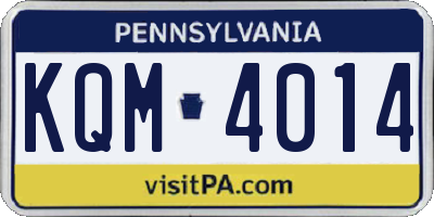 PA license plate KQM4014