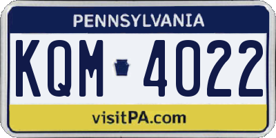 PA license plate KQM4022