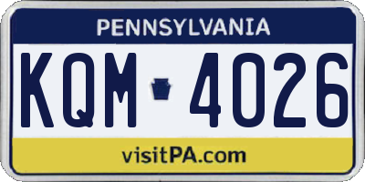 PA license plate KQM4026