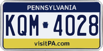 PA license plate KQM4028