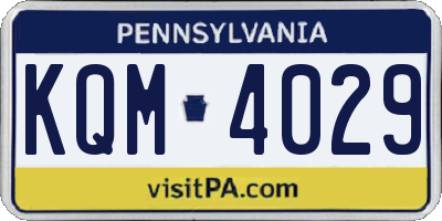 PA license plate KQM4029