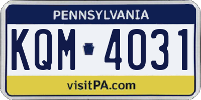 PA license plate KQM4031