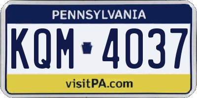 PA license plate KQM4037