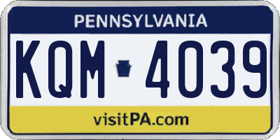 PA license plate KQM4039