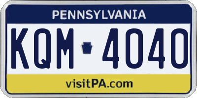 PA license plate KQM4040