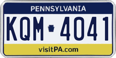 PA license plate KQM4041