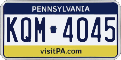 PA license plate KQM4045