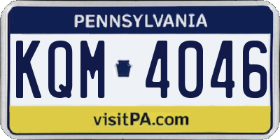 PA license plate KQM4046
