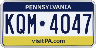 PA license plate KQM4047