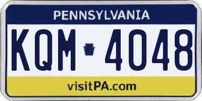 PA license plate KQM4048