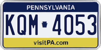 PA license plate KQM4053